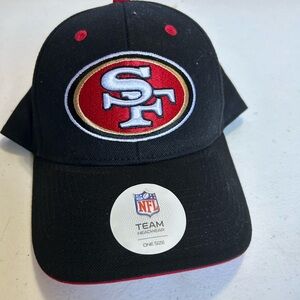 San Francisco 49ers NFL Team Headwear Cap Hook & Loop Strap Black, One Size NWT